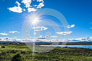 Landscape view from the Nimez lagoon in Calafate, in Patagonia, Argentina.