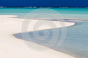 Landscape view of Nude Island in Aitutaki Lagoon Cook Islands