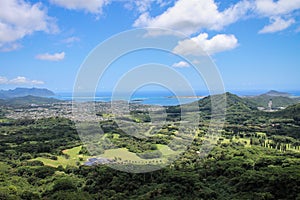 Landscape View from Nuuanu Pali Lookout, Oahu, Hawaii.