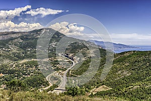 Landscape view over the French Riviera coastline, Cote d& x27;Azur, France