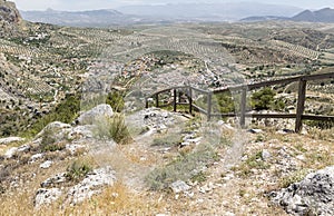 Landscape with a view over Olivares town and the mountains, province of Granada photo
