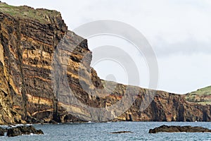 Landscape view over Ponta de Sao Lourenco beautiful mountains and cliffs over the Atlantic ocean, Madeira, Portugal