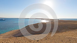 Landscape view over remote tropical rocky island