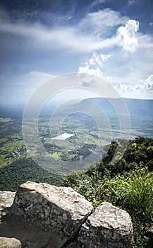 landscape view from Preah Vihear ancient temple ruins in Cambodia