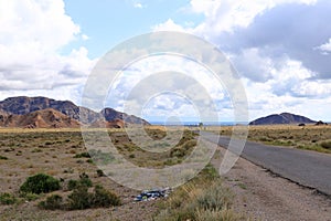 landscape view in the region of Issyk-Kul Lake near the Orto Tokoy reservoir, Kyrgyzstan photo