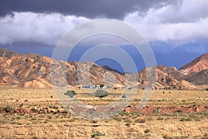 landscape view in the region of Issyk-Kul Lake near the Orto Tokoy reservoir, Kyrgyzstan photo