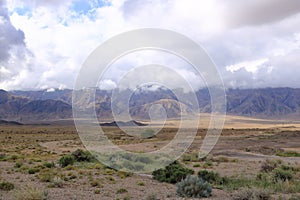 landscape view in the region of Issyk-Kul Lake near the Orto Tokoy reservoir, Kyrgyzstan photo