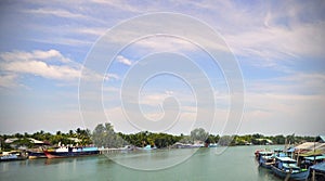 landscape view of the river in sambas photo