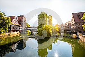 Landscape view on the riverside in Nurnberg, Germany