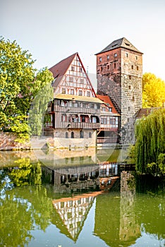 Landscape view on the riverside in Nurnberg, Germany