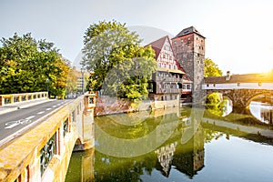 Landscape view on the riverside in Nurnberg, Germany