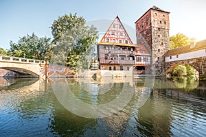 Landscape view on the riverside in Nurnberg, Germany