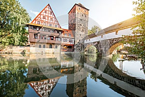 Landscape view on the riverside in Nurnberg, Germany photo