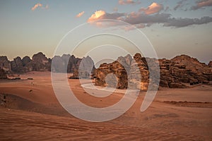 Landscape View of Rock Formation in Wadi Rum