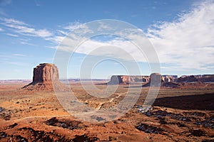 Landscape view of the rock formations in Oljato-Monument Valley in Arizona, the USA photo