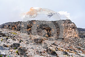 Landscape view of the rocks near Kilimanjaro mountain in Tanzania