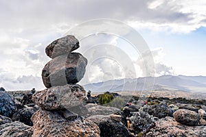 Landscape view of the rocks near Kilimanjaro mountain in Tanzania