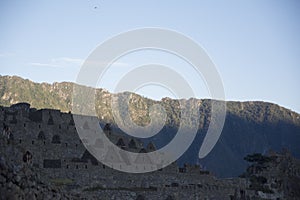 landscape view of the ruins of Machu Picchu incan city in Peru, southamerica