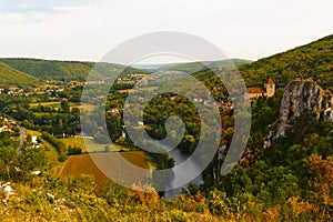 Landscape View of Saint-Cirq-Lapopie from north west France