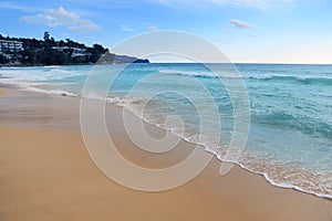 Landscape view of sea wave on the beach sand at summer time