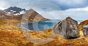 Landscape view of Senja Island near Mefjordvaer