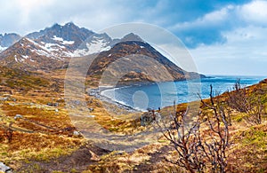 Landscape view of Senja Island near Mefjordvaer