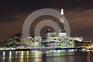 A landscape view of The Shard at night