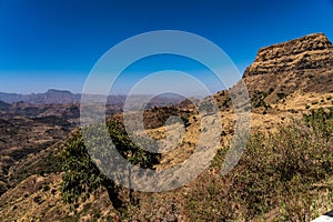 Landscape view of the Simien Mountains National Park in Northern Ethiopia