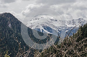 Landscape view of snowy Jasna Low Tatras mountain in May