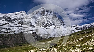 Landscape view of the south face of the Matterhorn.