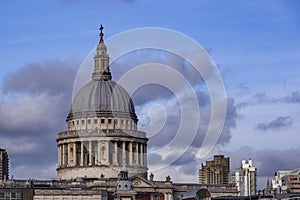 Landscape view of St Paul Cathedral dome.