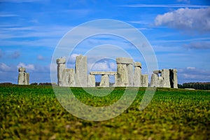 Landscape view of Stonehenge in Salisbury, Wiltshire, England, UK