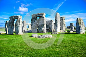 Landscape view of Stonehenge in Salisbury, Wiltshire, England, UK