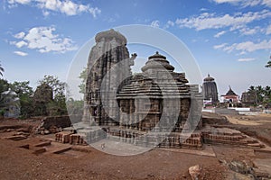 Landscape View of SukaSari Temple with clouds, Bhubaneswar, Odisha, India