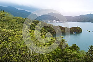 Landscape view of Sun Moon Lake  famous landmark at Nantou  Taiwan