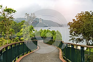 Landscape view of Sun Moon Lake  famous landmark at Nantou  Taiwan