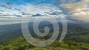 Landscape view of sunrise above on mountain with cloudy