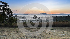 Landscape view of sunrise above on mountain with cloudy