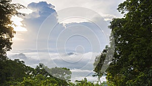 Landscape view of sunrise above on mountain with cloudy movement