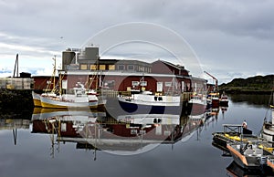 Landscape view of Ballstad port in Lofoten Norway