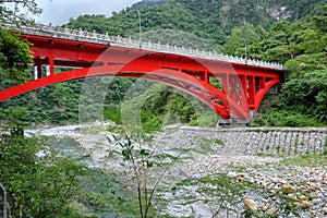 Landscape View in Taroko red bridge, Taroko national park, Hualien, Taiwan.