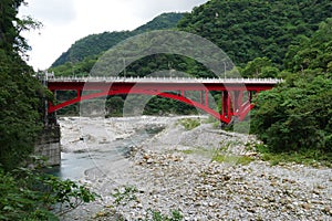 Landscape View in Taroko red bridge, Taroko national park, Hualien, Taiwan