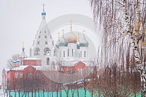 View On Temple Of Bell Tower With Tree In Winter Day In Kolomna, Russia photo
