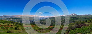 Landscape view to mountains and Kadisha Valley aka Holy Valley in Lebanon