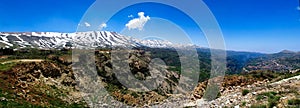 Landscape view to mountains and Kadisha Valley aka Holy Valley, Lebanon