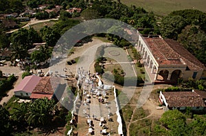 Landscape view on tobacco plantation, Cuba.