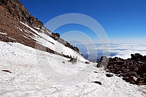 The landscape view from top of Mount Sabalan Volcano , Iran