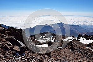 The landscape view from top of Mount Sabalan Volcano , Iran