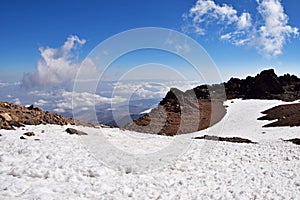 The landscape view from top of Mount Sabalan Volcano , Iran