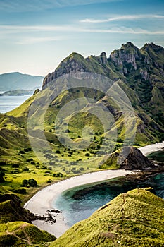 Landscape view from the top of Padar island in Komodo islands, F